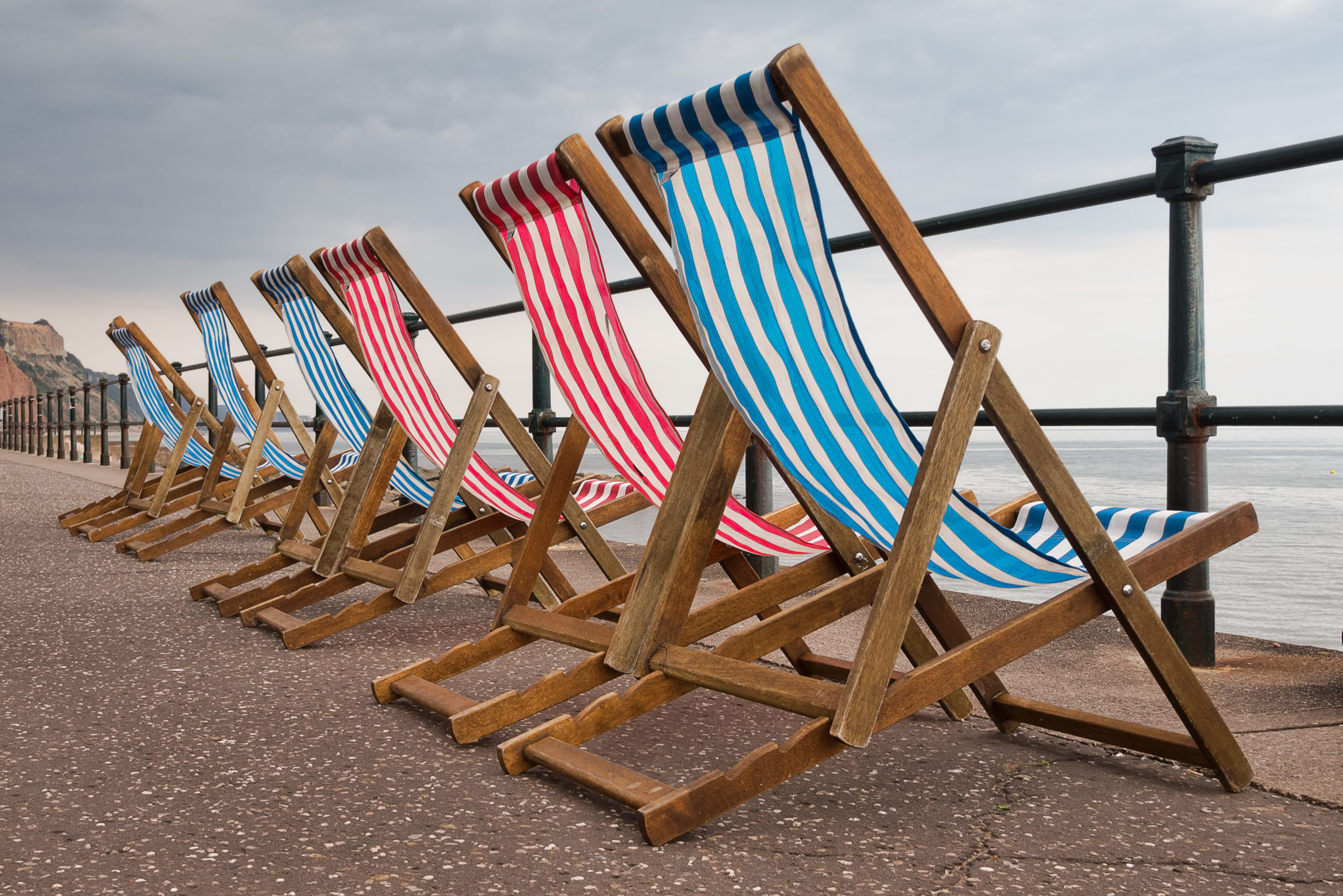Deck chairs on the sea front